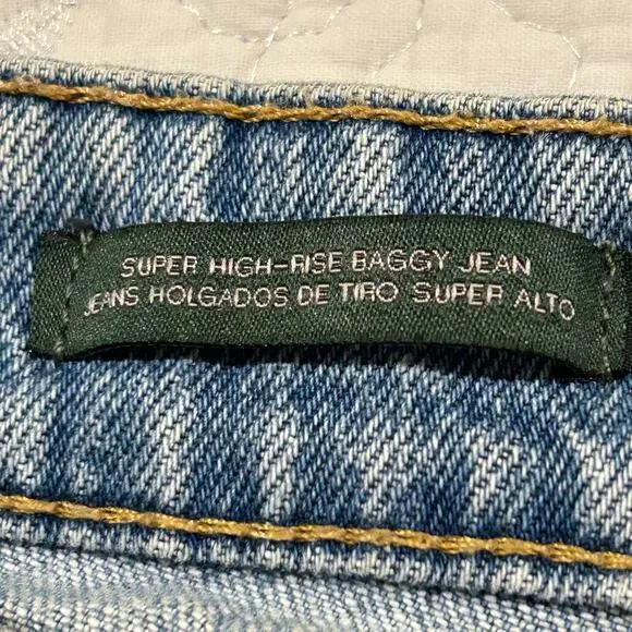 Baggy Jeans Women 8/29R Stone Wash Denim High Rise Distressed Streetwear - Picture 6 of 14